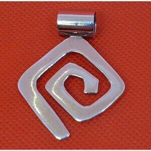 Retired Silpada Geometric Swirl Maze Modernist Sterling Silver Pendant 925